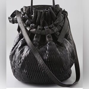 Alexander Wang Shredded Leather Black Studded Diego Convertible Bag